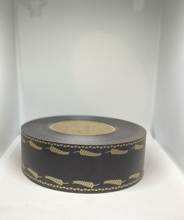 Стрічка Флористична 5 см Підпис Чорна Колосок