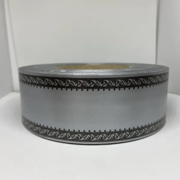 Стрічка Флористична 5 см Підпис Срібло Орнамент