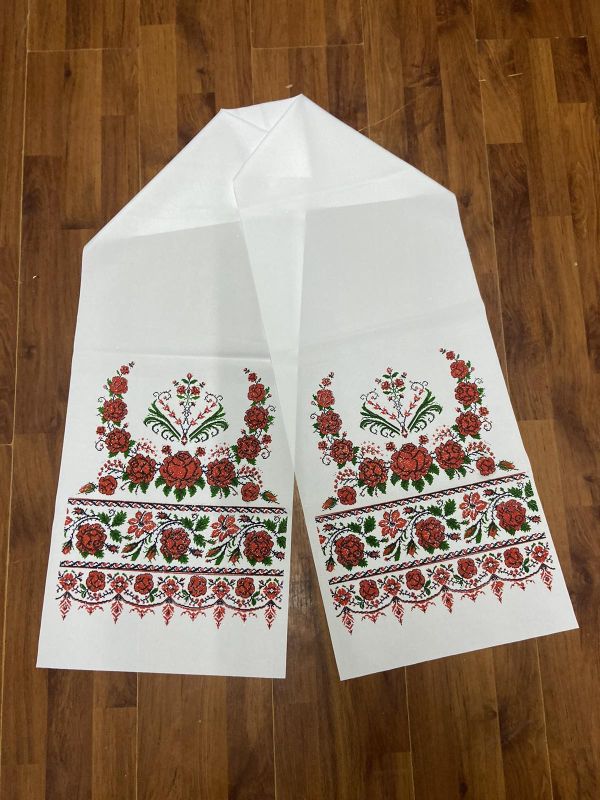 Ритуальні товари Рушник Габардин 200*40 см Орнамент 6 Троянда вінок з Люрексом