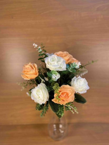 Штучні квіти Букет Троянда з евкаліптом 12 гол. ОА00160105