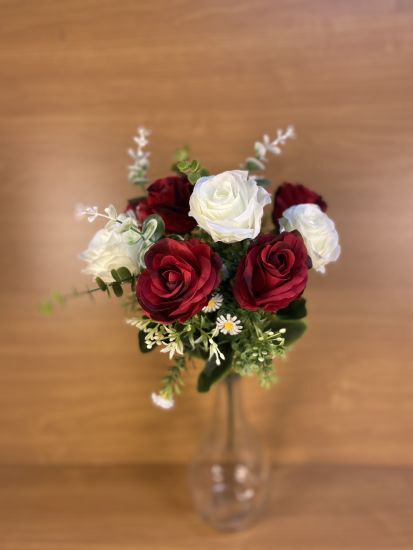 Штучні квіти Букет Троянда з евкаліптом 12 гол. ОА00160105