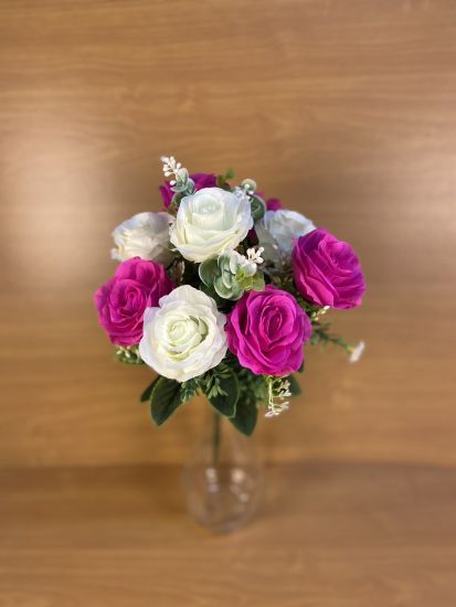 Штучні квіти Букет Троянда з евкаліптом 12 гол. ОА00160105